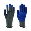 Blue crinkle latex glove,10g latex coated glove