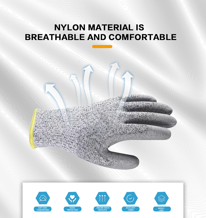 cutting PU gloves,PU coated gloves,cutting grade work gloves