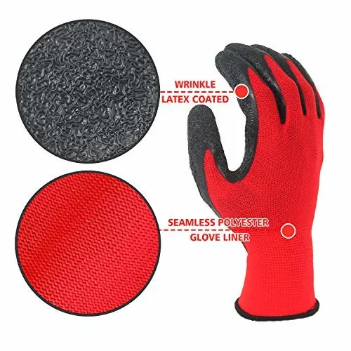 crinkle latex gloves,palm coated latex gloves
