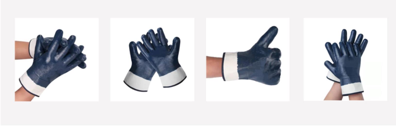 safety cuff nitrile glove,heavy nitrile glove,jercy liner nitrile glove