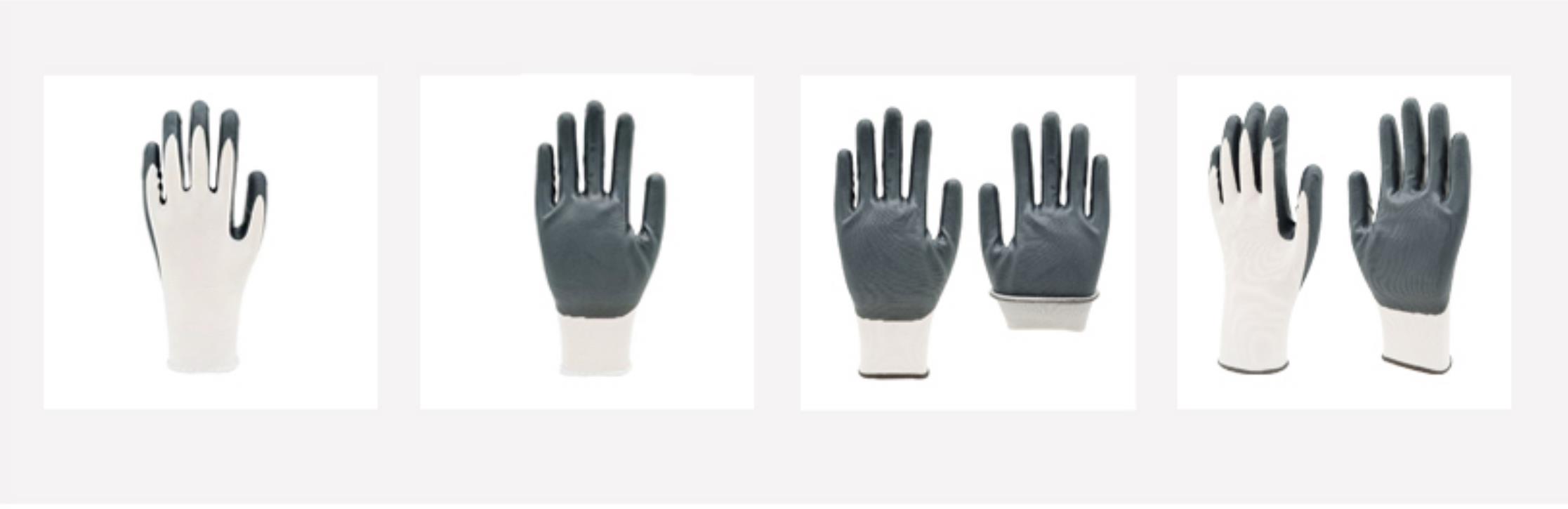 grey nitrile coated glove,palm nitrile coatd white glove
