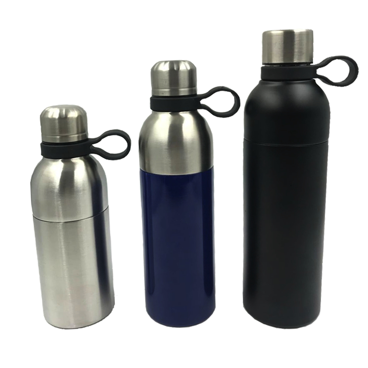 15 2-pieces combined vacuum water bottle with TPR carry handle 5388