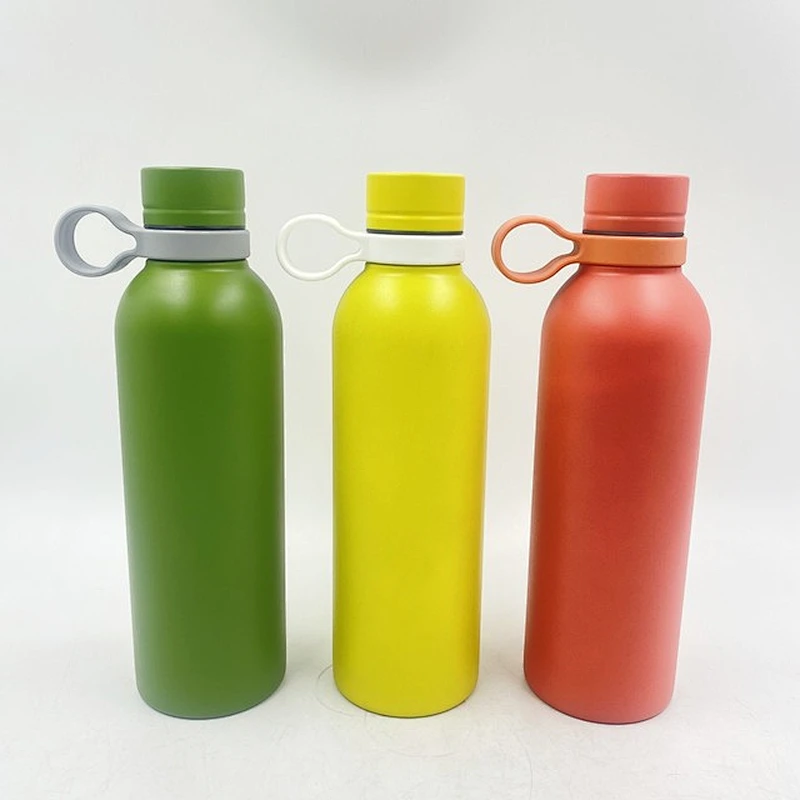 Stainless Steel Sport Bottle With Silicone Handle