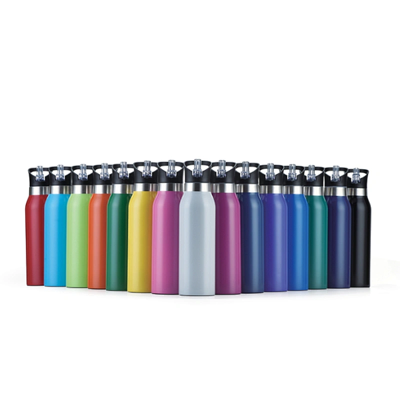 Stainless steel insulated sporting bottle with straw lid