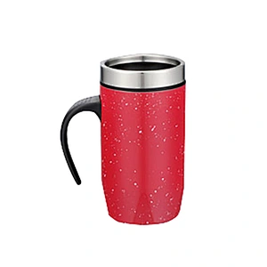 Double wall stainless steel coffee mugs office cup with ergonomic handle