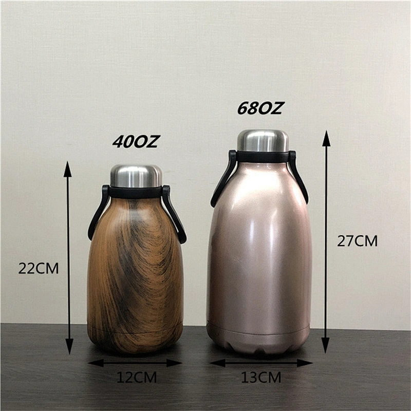Double wall vacuum growler with handle