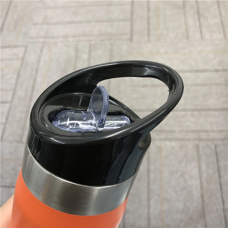 Stainless steel vacuum water bottle with straw lid