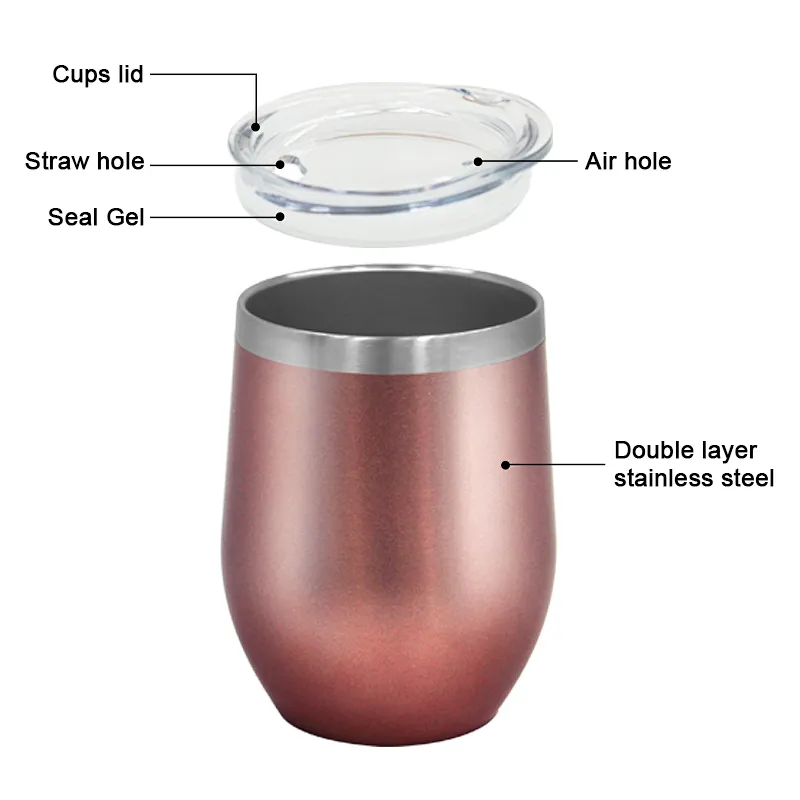 Wholesale 12OZ Stainless Steel Stemless Wine Tumbler