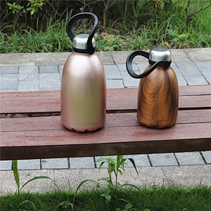 Double wall vacuum growler with handle