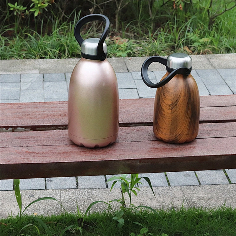 Double wall vacuum growler with handle
