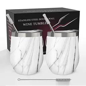 12OZ Travel Stemless Glasses With Sliding Lids