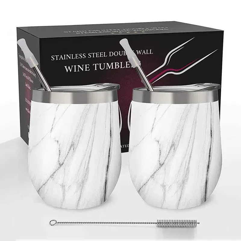 12OZ Travel Stemless Glasses With Sliding Lids