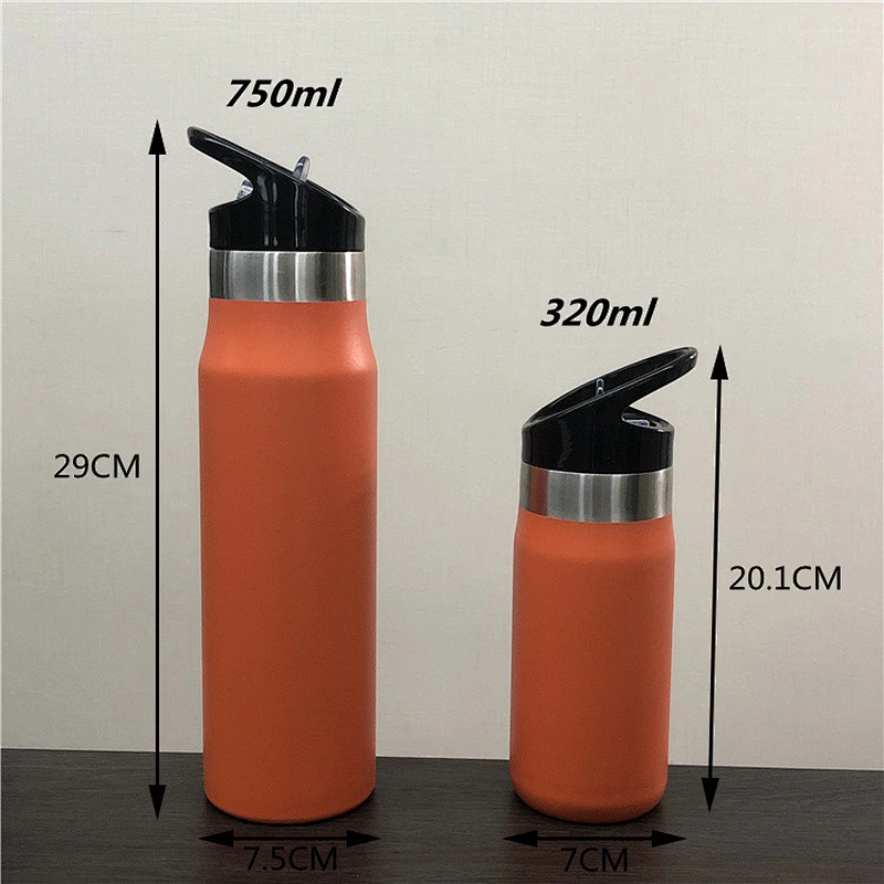 Stainless steel vacuum water bottle with straw lid