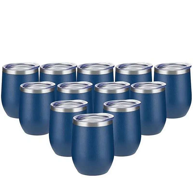 12OZ Travel Stemless Glasses With Sliding Lids