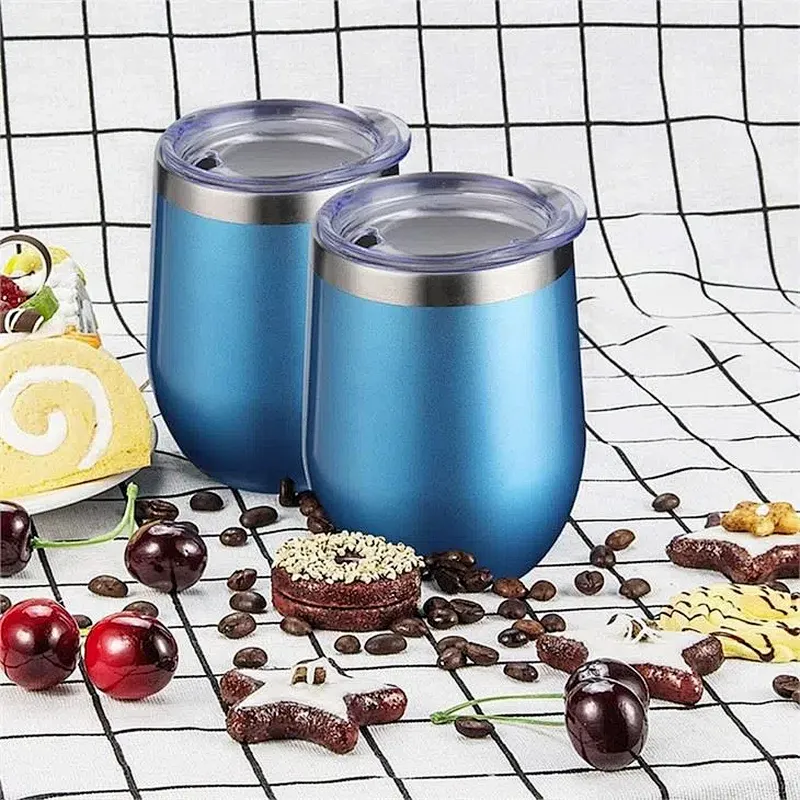 12OZ Travel Stemless Glasses With Sliding Lids