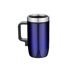 Double wall stainless steel coffee mugs office cup with ergonomic handle