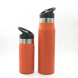 Stainless steel vacuum water bottle with straw lid