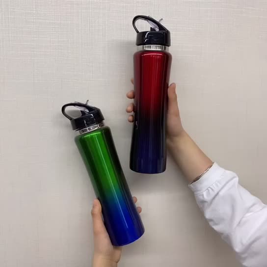 1000ml stainless steel water bottle with straw lid