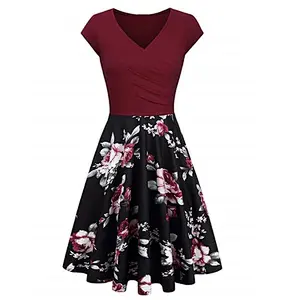 Spring and summer floral print slim fit dress