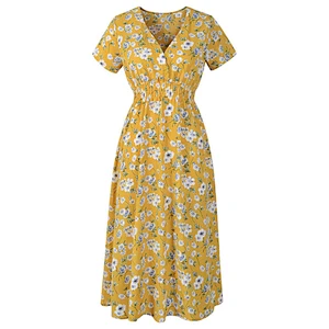 Spring and summer new chiffon beach print dress