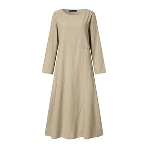 Spring and Autumn Long Sleeve Loose Dress Round Neck A-line Skirt