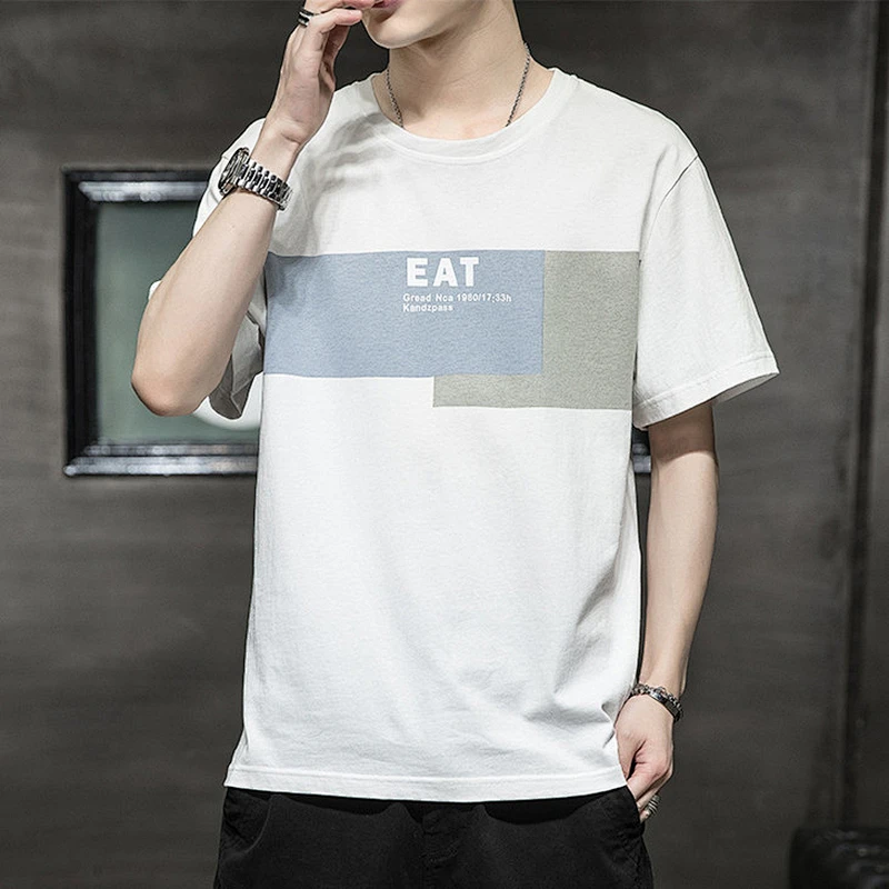 Trendy brand loose men's summer new cotton printed T-shirt