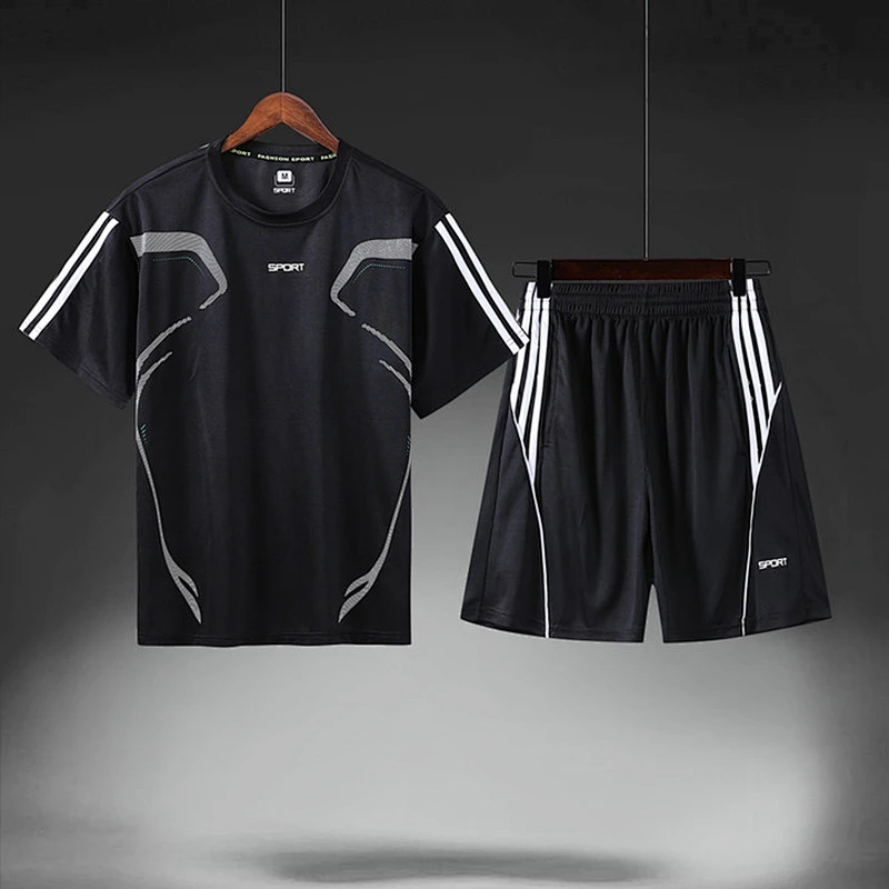 Summer Short-Sleeved Quick-Drying Striped Tracksuit