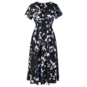 Spring and summer new chiffon beach print dress