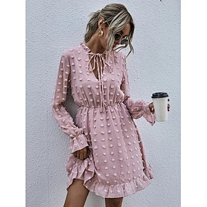 Spring and autumn long sleeve high waist elegant dress