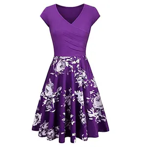 Spring and summer floral print slim fit dress