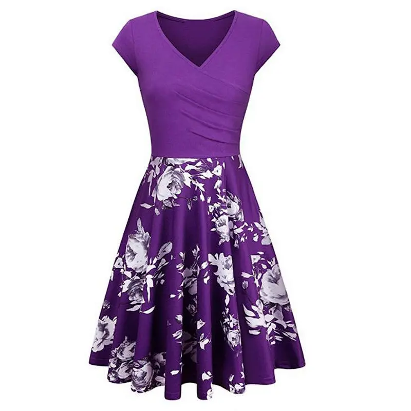 Spring and summer floral print slim fit dress