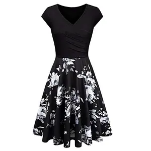 Spring and summer floral print slim fit dress