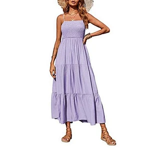 Sling style multi-layer swing dress over the knee long skirt