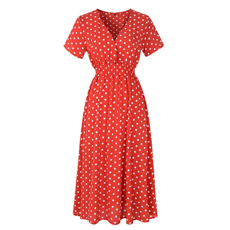 Spring and summer new chiffon beach print dress