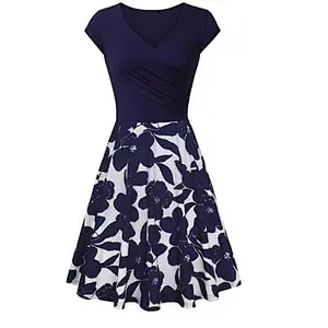 Spring and summer floral print slim fit dress