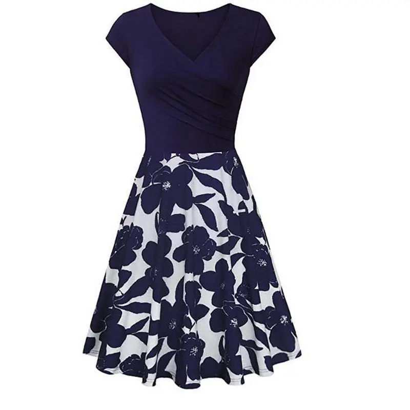 Spring and summer floral print slim fit dress