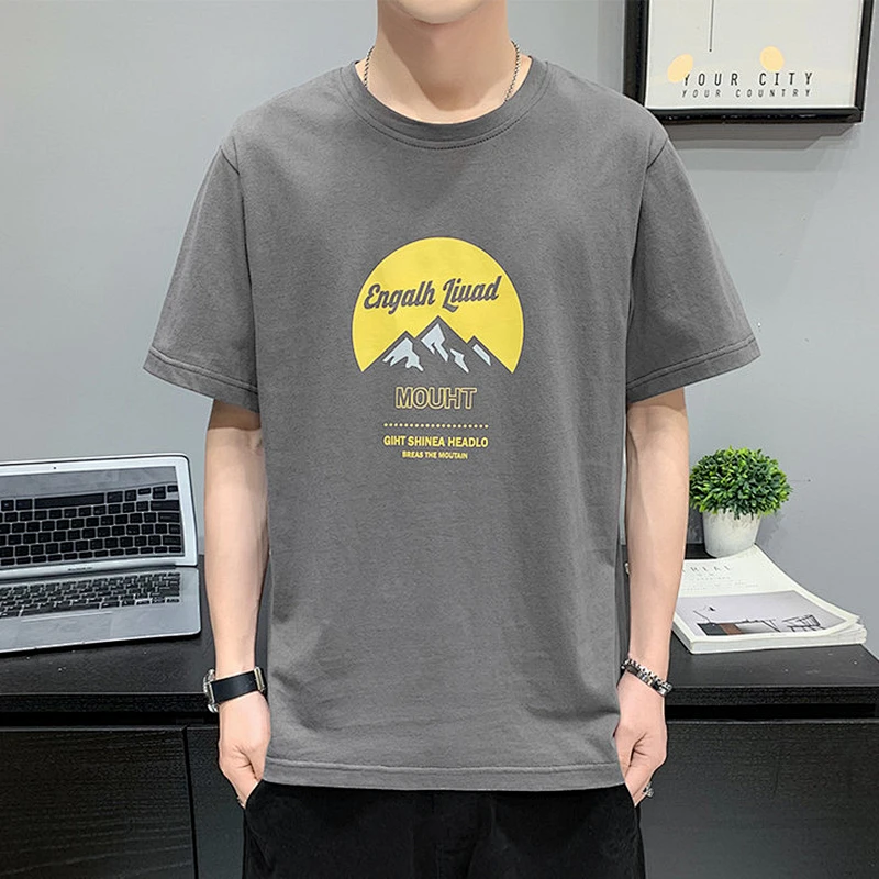 Trendy brand loose men's summer new cotton printed T-shirt
