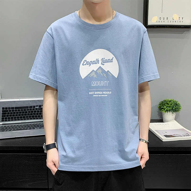 Trendy brand loose men's summer new cotton printed T-shirt