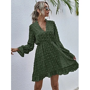 Spring and autumn long sleeve high waist elegant dress