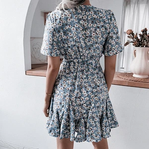 Spring and summer new printed chiffon dress