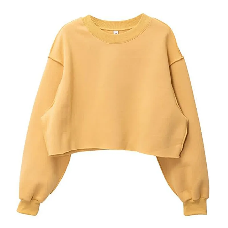 Pullover Long Sleeve Short Length Sweatshirt For Spring Autumn
