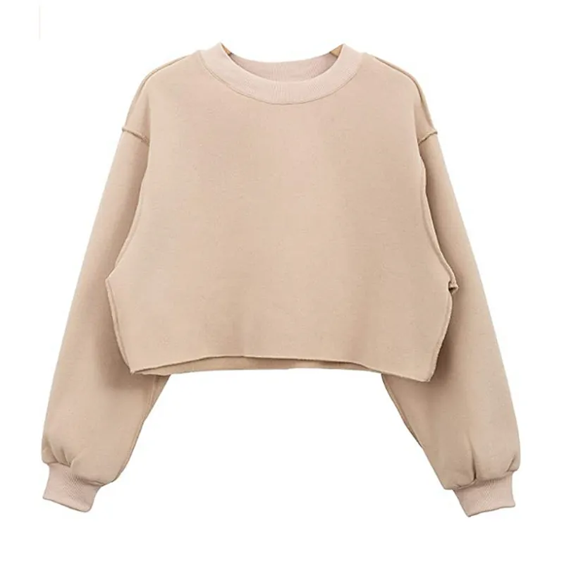 Pullover Long Sleeve Short Length Sweatshirt For Spring Autumn