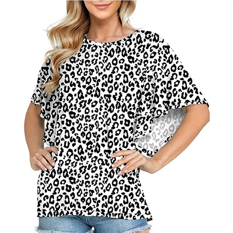 Women Summer Casual Short Sleeves Blouse Ruffle Short Sleeve T Shirt