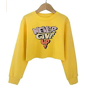Girls Long Sleeve Sweatshirts Printing Pattern Short Length Sweatshirt