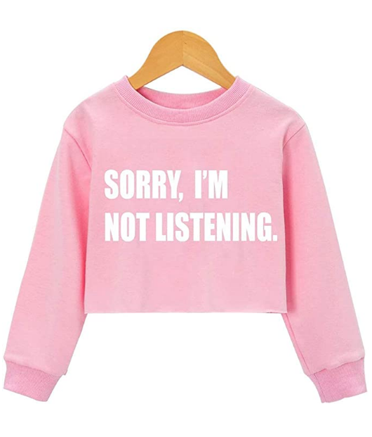 Girls Long Sleeve Sweatshirts Printing Pattern Short Length Sweatshirt