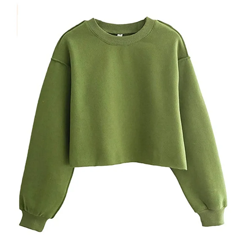 Pullover Long Sleeve Short Length Sweatshirt For Spring Autumn