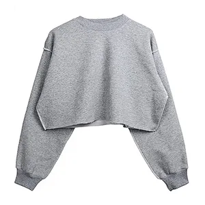 Pullover Long Sleeve Short Length Sweatshirt For Spring Autumn