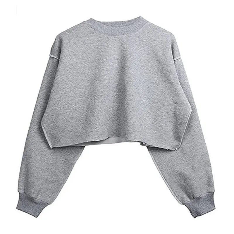 Pullover Long Sleeve Short Length Sweatshirt For Spring Autumn
