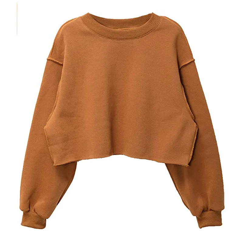 Pullover Long Sleeve Short Length Sweatshirt For Spring Autumn