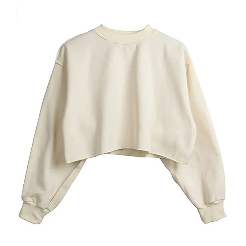 Pullover Long Sleeve Short Length Sweatshirt For Spring Autumn
